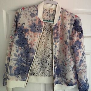 Reversible Floral/Lace Bomber Jacket